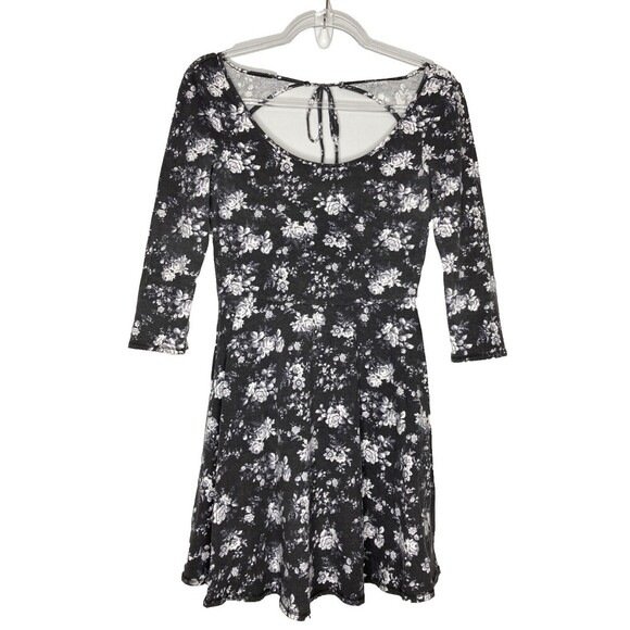 American Eagle Outfitters Dress Women Medium Y2K Floral Gray White Summer Mini - Picture 1 of 5